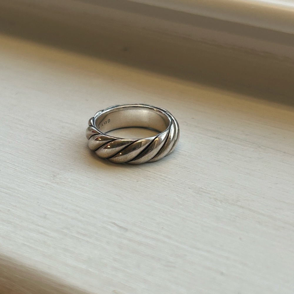 David Yurman Silver Twisted Rope Ring - Picture 6 of 6